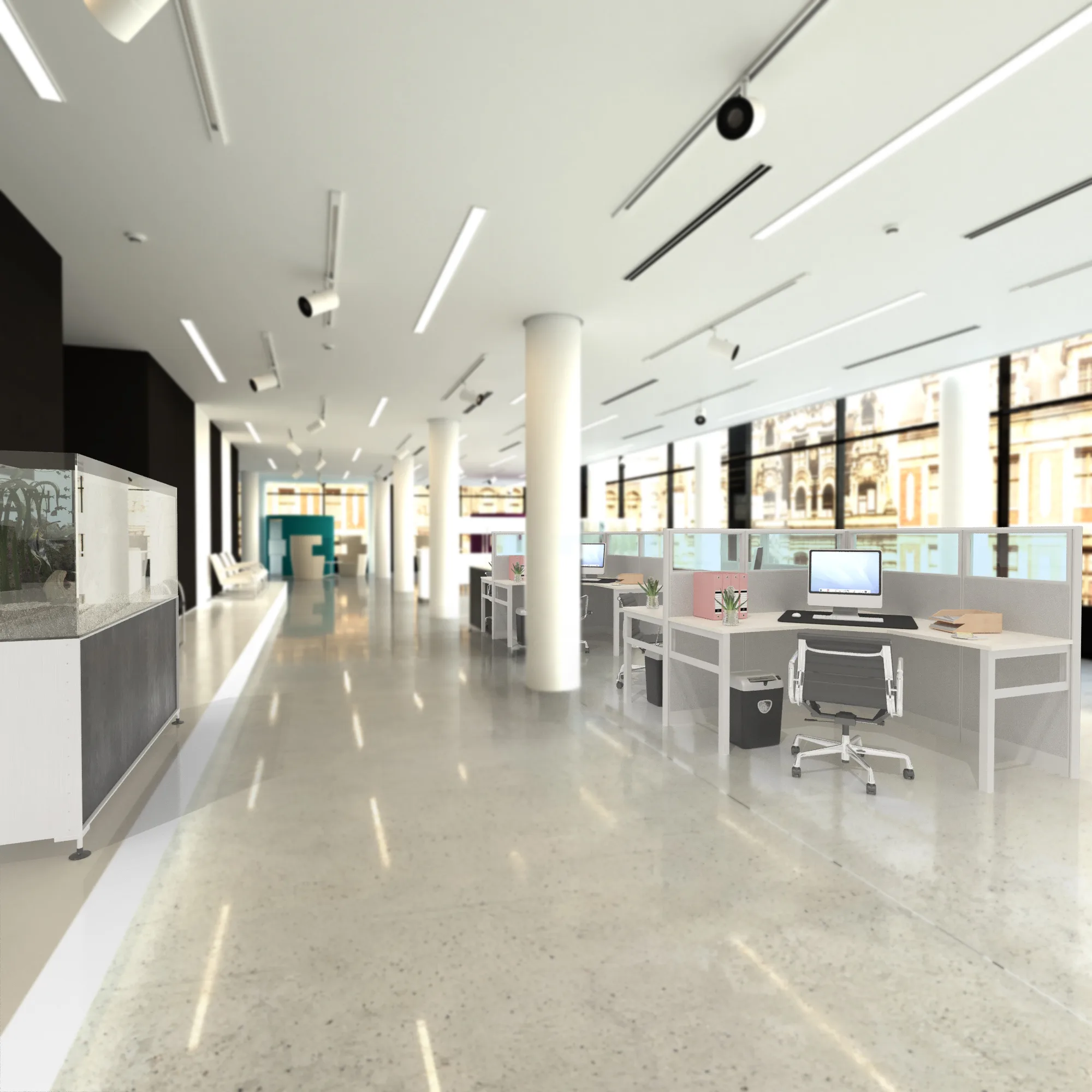 5x5 Cubicles- 54″ H - 2 MAN (MIRROR) L Shape Glazed Office Desk -E - 5x5 Cubicles- 54 Mirror (view 8)
