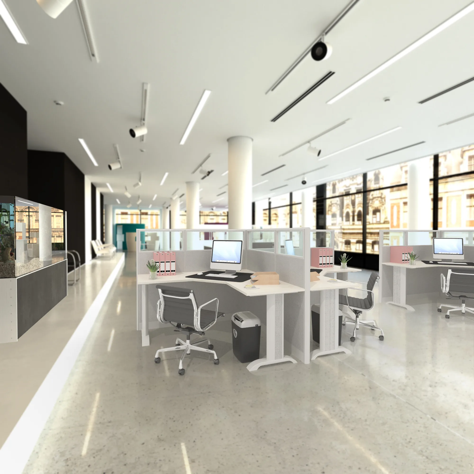 5x5 Cubicles- 54″ H - 2 MAN (MIRROR) L Shape Glazed Office Desk -E - 5x5 Cubicles- 54 Mirror (view 6)