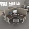 5x5 Cubicles - 54″ H-4 MAN L Shape QUAD Fabric Office Workstations-E - 5x5 Cubicles 54 H-4 (view 3)