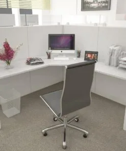 6x6 Cubicles-63″ H-1 MAN/PERSON L SHAPE FABRIC & GLASS Office Workstations-E - 6x6 Cubicles-63 H-1 Person