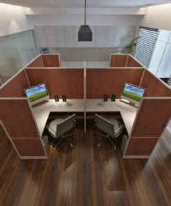 5x5 Cubicles-60″ H- 4 MAN (QUAD) L Shape Fully Laminated Office Workstations-MV - 5x5 Cubicles-60 H- Quad