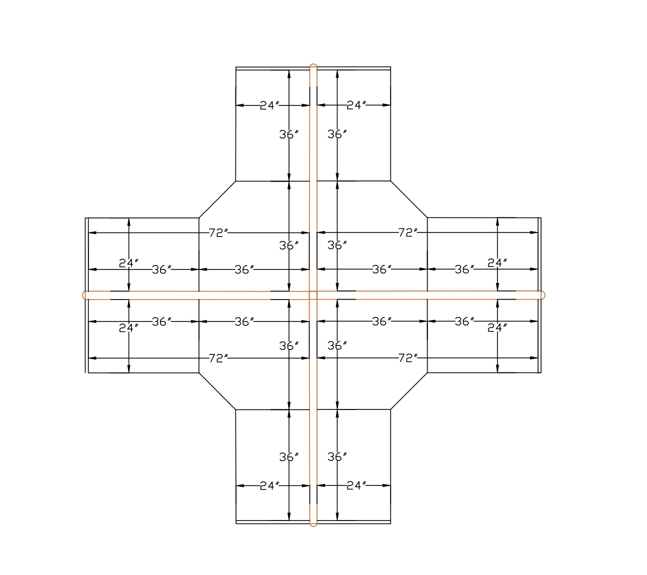 SKU-4000-34 (1) 6x6 Cubicles 54" H-Fabric Office Workstations- 54″ H-4 MAN L Shape(QUAD)-E - 6x6 Cubicles 54 H-fabric (view 2)