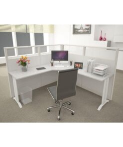 5x5 Cubicle -54" H- One Man Glazed L shape Workstation-E - 5x5 Cubicle -54 H-