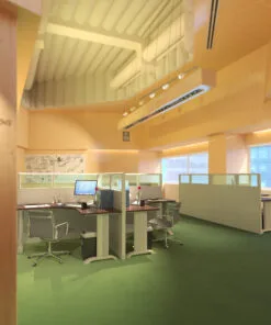 6x6 Cubicles- 54″H - 2 MAN (MIRROR) Glazed L Shape Cubicle Workstations-E - 6x6 Cubicles- 54 Mirror