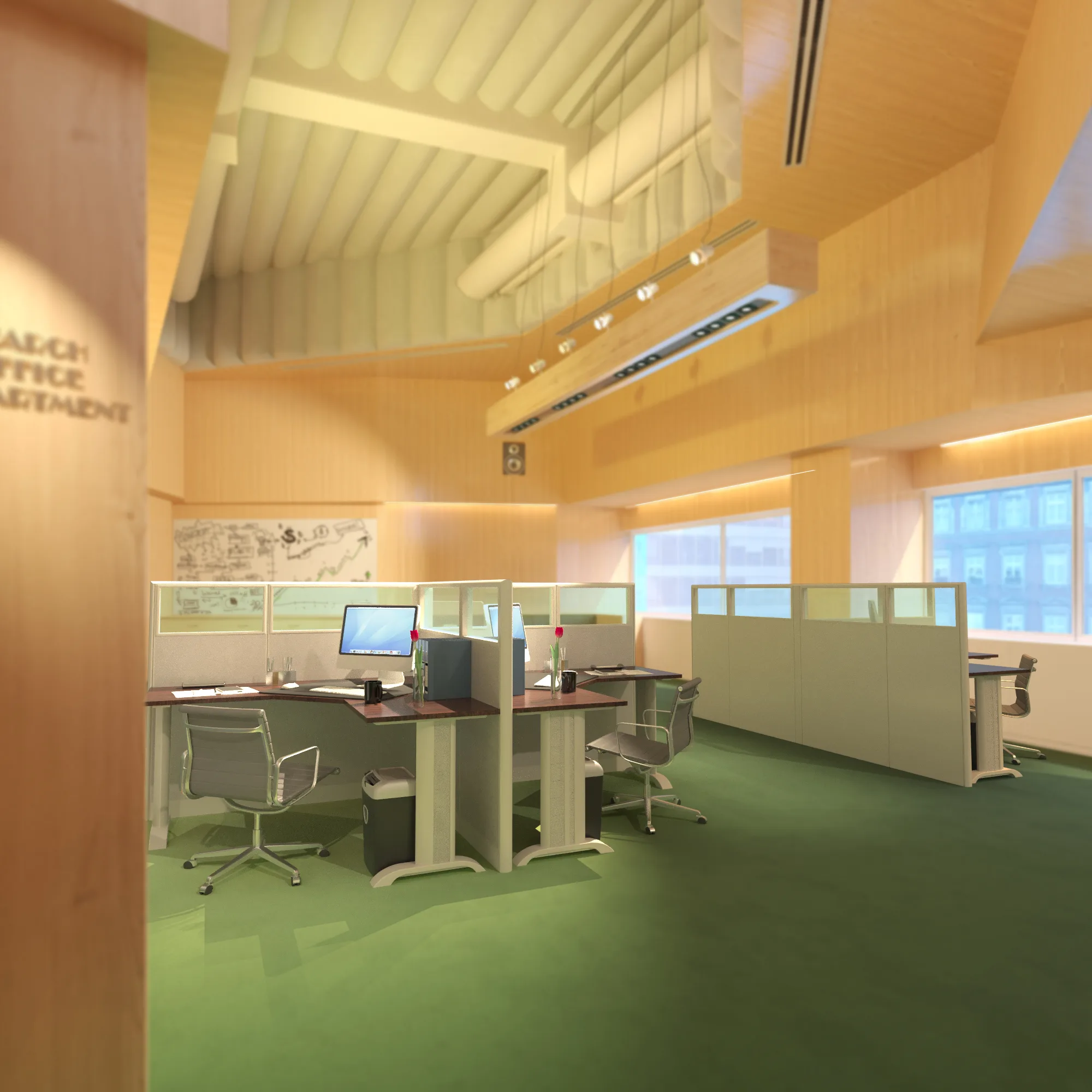 10 option-3 6x6 Cubicles- 54″H - 2 MAN (MIRROR) Glazed L Shape Cubicle Workstations-E - 6x6 Cubicles- 54 Mirror