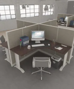 6x6 Cubicles- 51″ H -4 MAN L SHAPE QUAD FULLY FABRIC Workstations-E - 6x6 Cubicles- 51 -4 (view 2)