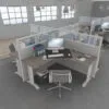 5x5 Cubicles -54″ H- 4 MAN (QUAD) L Shape(QUAD) Glazed Office Workstations-E - 5x5 Cubicles -54 H- (view 5)