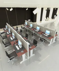 8 Person Fabric Workstation- 4x2 51″ H- (U SHAPE) fully fabric call center Cubicles -E - Person Fabric Workstation- 4x2 (view
