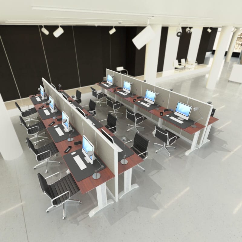 8 Person Fabric Workstation- 4x2 51″ H- (U SHAPE) fully fabric call center Cubicles -E - Person Fabric Workstation- 4x2 (view