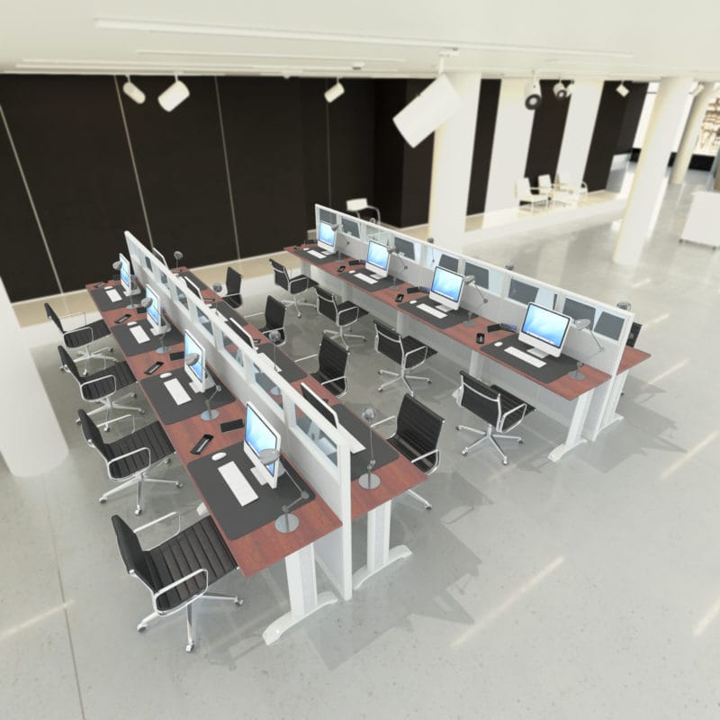 4x2 Call Center Cubicles | Glazed 8-Man U Shaped Workstations - 4x2 Call Center Cubicles (view 9)