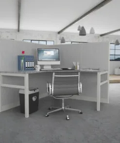 6×6 Cubicle- 51″ H-ONE MAN L Shape Fully Fabric Office Workstation-E - Cubicle- 51 H-one Shape