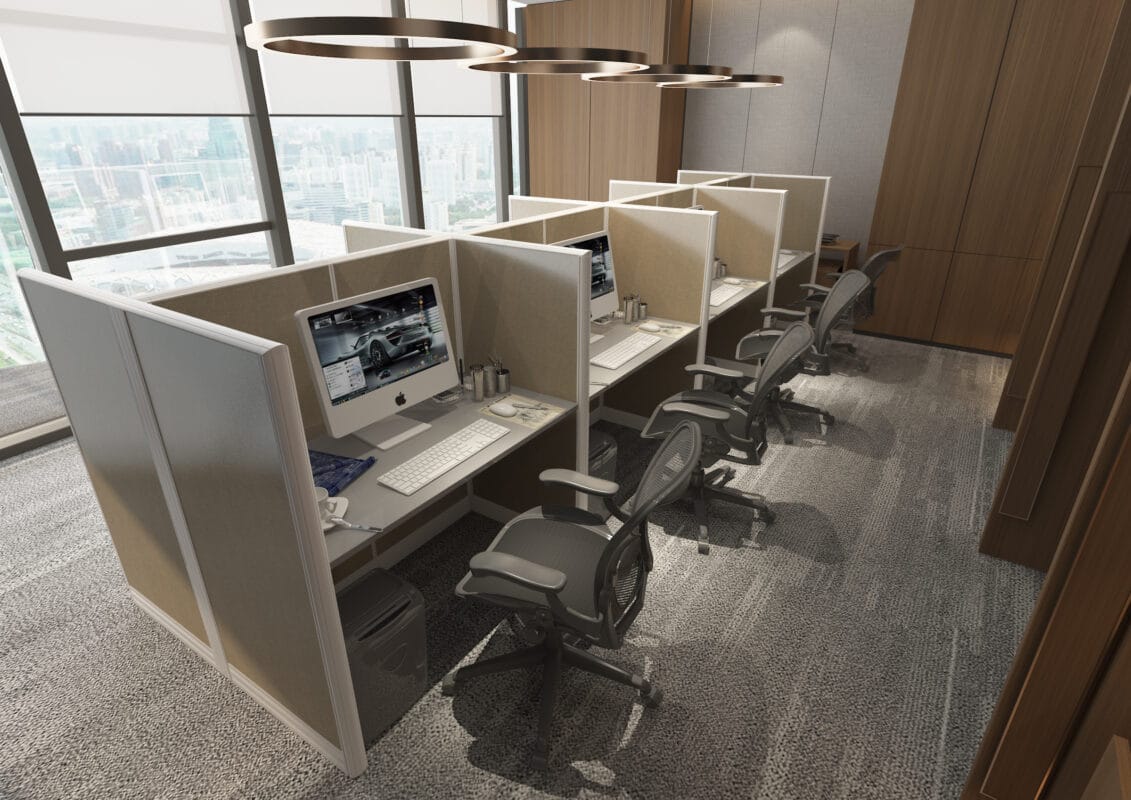 4x2 Telemarketing Cubicles – Fully Fabric 8-Man Call Center Workstations - 4x2 Telemarketing Cubicles Fully