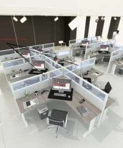 6x6 Cubicles- 54" H - 6 MAN (PACKED) L SHAPE Glazed Office Workstations-E - 6x6 Cubicles- 54 Packed (view 2)