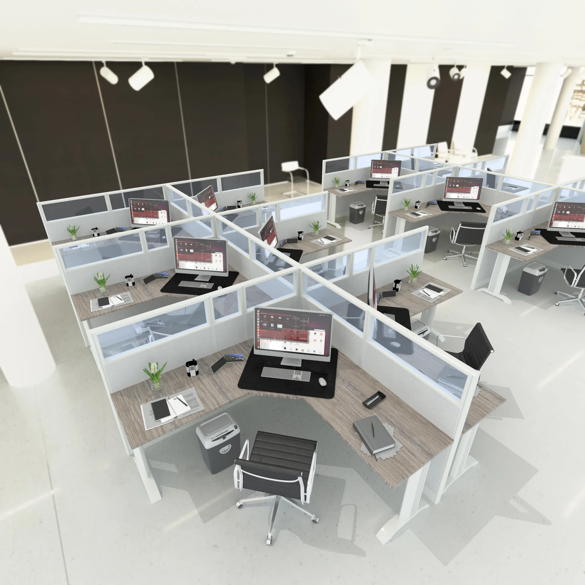 5x5 Cubicles- 51″ H- 6 MAN (PACKED) L Shape Glazed Office Workstations-E - 5x5 Cubicles- 51 H- (view 8)