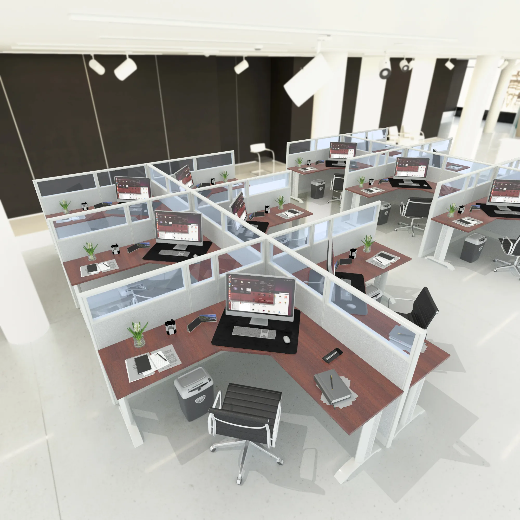 5x5 Cubicles- 51″ H- 6 MAN (PACKED) L Shape Glazed Office Workstations-E - 5x5 Cubicles- 51 H- (view 11)