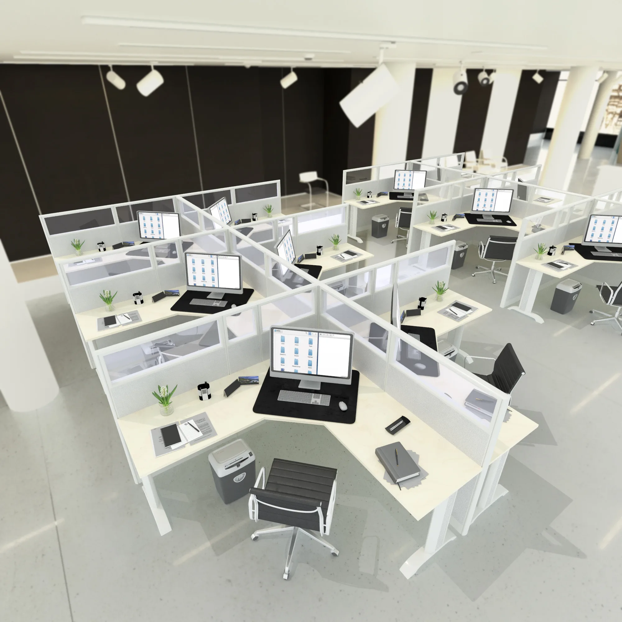 5x5 Cubicles- 51″ H- 6 MAN (PACKED) L Shape Glazed Office Workstations-E - 5x5 Cubicles- 51 H- (view 10)