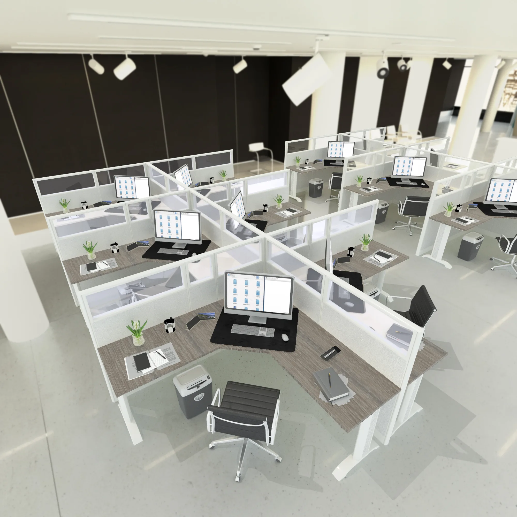 5x5 Cubicles- 51″ H- 6 MAN (PACKED) L Shape Glazed Office Workstations-E - 5x5 Cubicles- 51 H- (view 12)