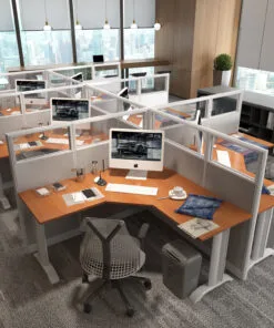 5x5 Cubicles- 54″ H- 6 MAN (PACKED) L Shape Glazed Office Workstations-E - 5x5 Cubicles- 54 H-