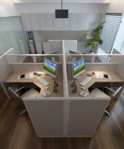 6x6 Cubicles -51″ H- 4 MAN (QUAD) L Shape Office Glazed Workstations-U - 6x6 Cubicles -51 H-