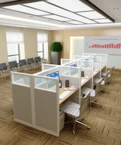 4x 2 Cubicles-54″ H -8 MAN U Shape Glazed Call Center Workstations-U - 4x Cubicles-54 -8 Shape