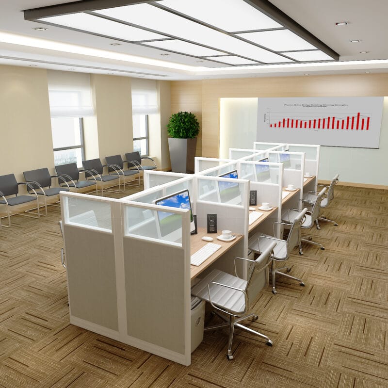 4x 2 Cubicles-54″ H -8 MAN U Shape Glazed Call Center Workstations-U - 4x Cubicles-54 -8 Shape