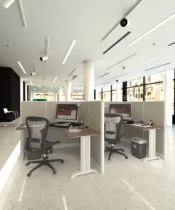 5x5 Alum Workstation- 51″ H- 2 MAN (DOUBLE) L Shape Fully Fabric Office Cubicles-E - 5x5 Alum Workstation- 51
