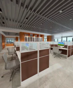 4x2 Cubicles -51″ H- 4 MAN U Shape Glazed Call Centre Office Workstations-V - 4x2 Cubicles -51 H-