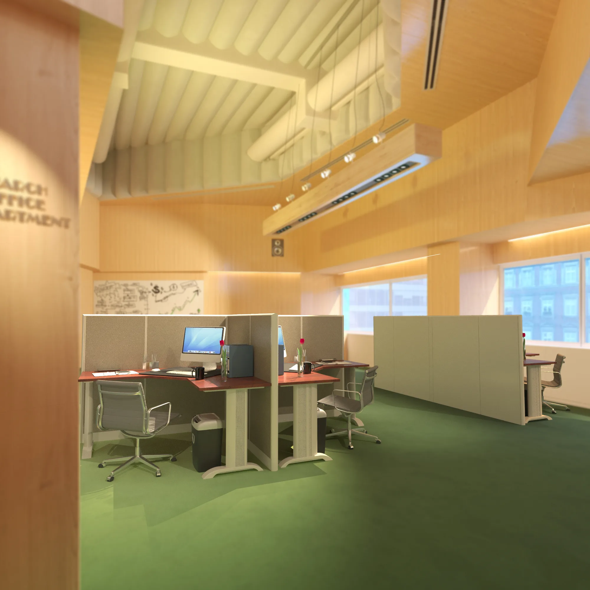 6x6 Cubicles-51″ H-2 MAN (MIRROR) L Shape Fully Fabric Office Workstations-E - 6x6 Cubicles-51 H-2 Mirror (view 3)