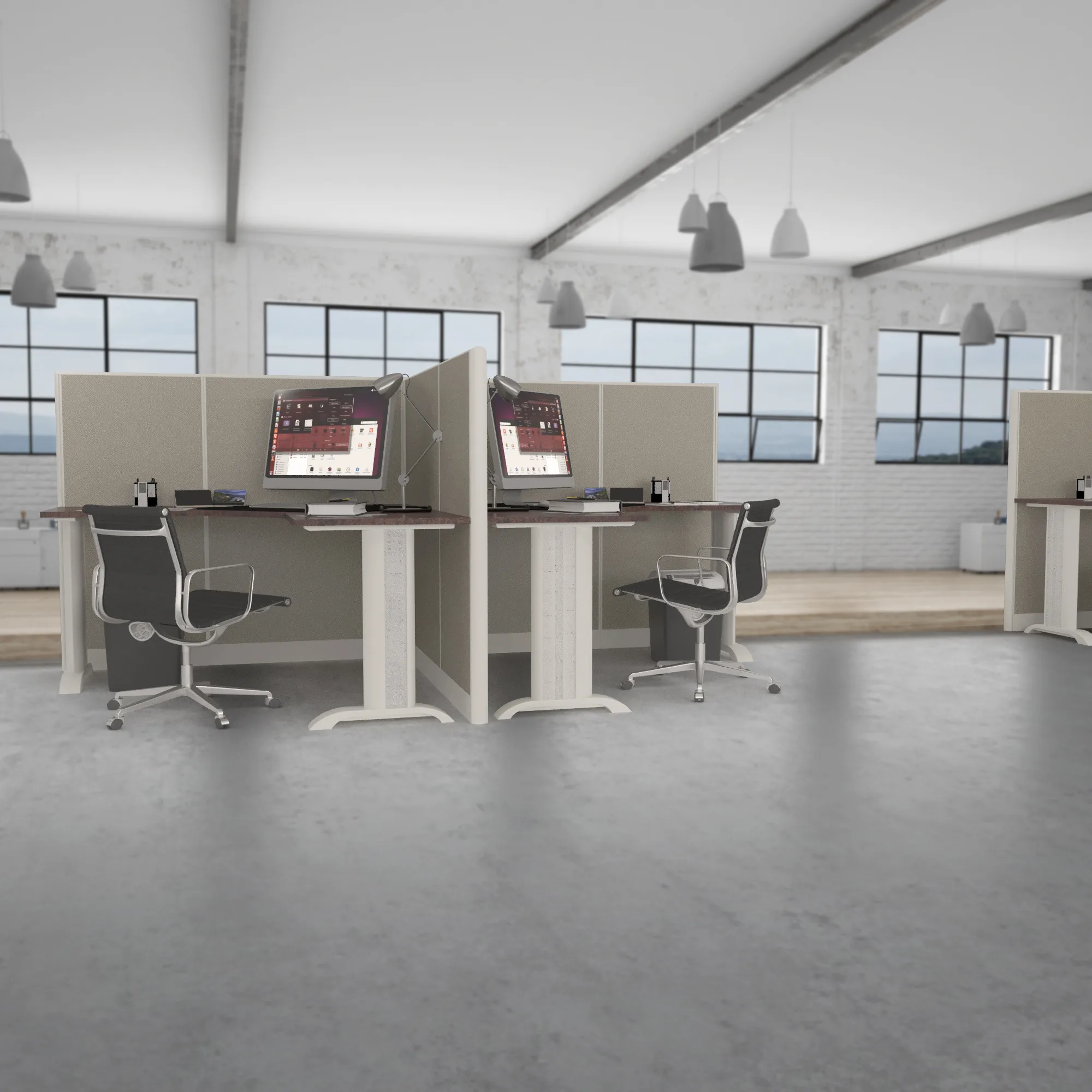 6x6 Cubicles-51″ H-2 MAN (MIRROR) L Shape Fully Fabric Office Workstations-E - 6x6 Cubicles-51 H-2 Mirror (view 4)