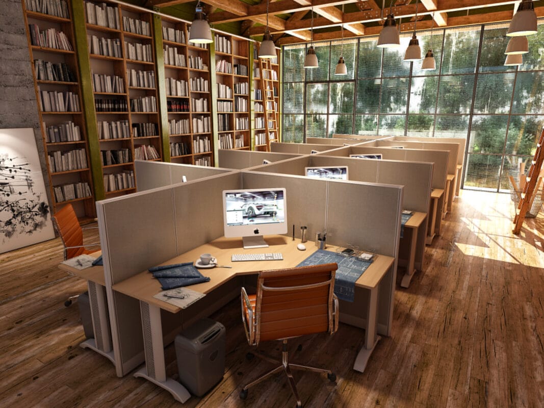 6x6 Cubicles- 54″ H- 8 MAN (PACKED) L Shape Fully Fabric Office Workstations-E - 6x6 Cubicles- 54 H-