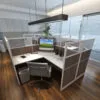 5x5 Cubicles-51″ H- 4 MAN (QUAD) Open Space Shape Glazed Office Workstations-V - 5x5 Cubicles-51 H- Quad