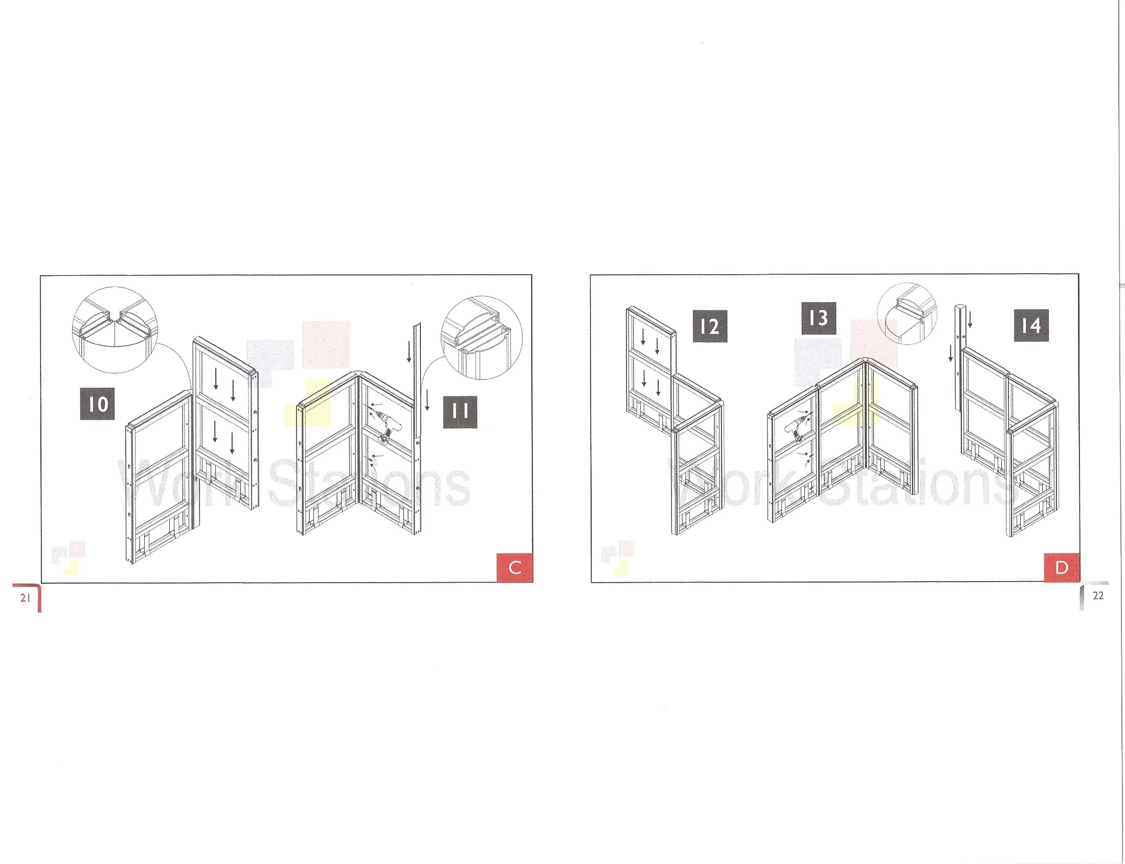 DocFile (2) 6x6 Cubicles -54″ H-2 MAN (MIRROR) Glazed L Shape Office Workstations -U - 6x6 Cubicles -54 H-2 (view 4)