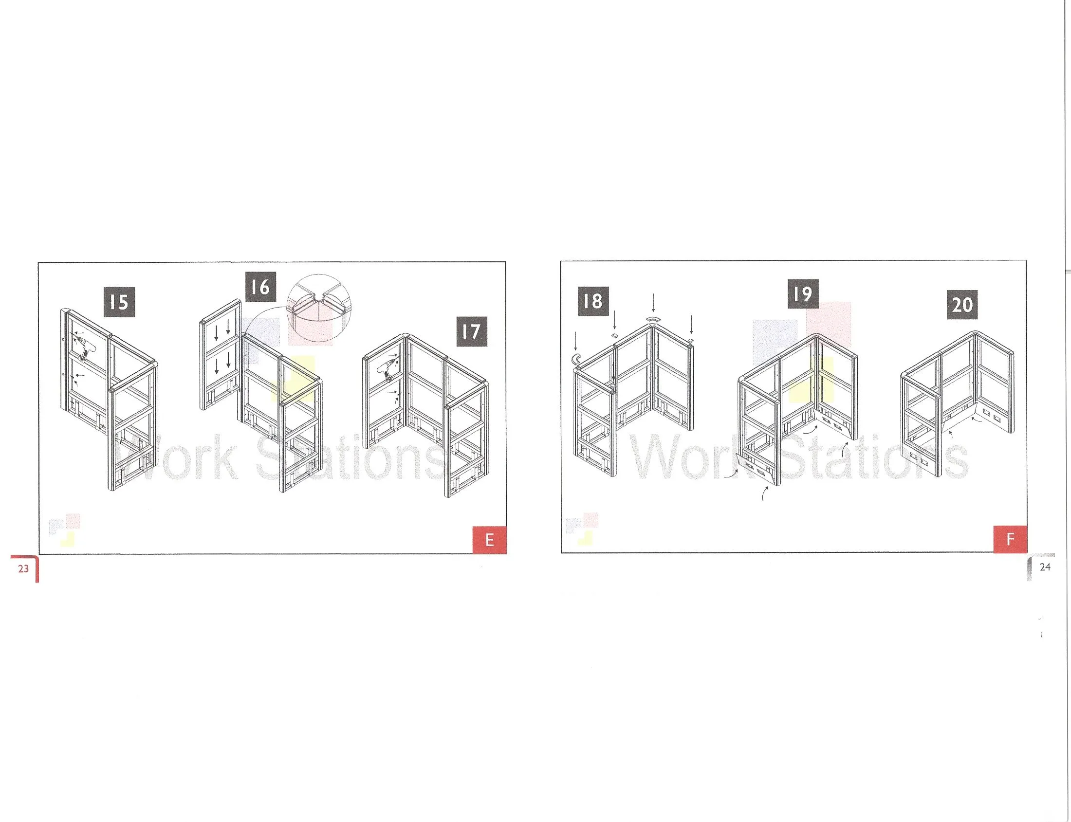 DocFile (3) 6x6 Cubicles -54″ H-2 MAN (MIRROR) Glazed L Shape Office Workstations -U - 6x6 Cubicles -54 H-2 (view 5)
