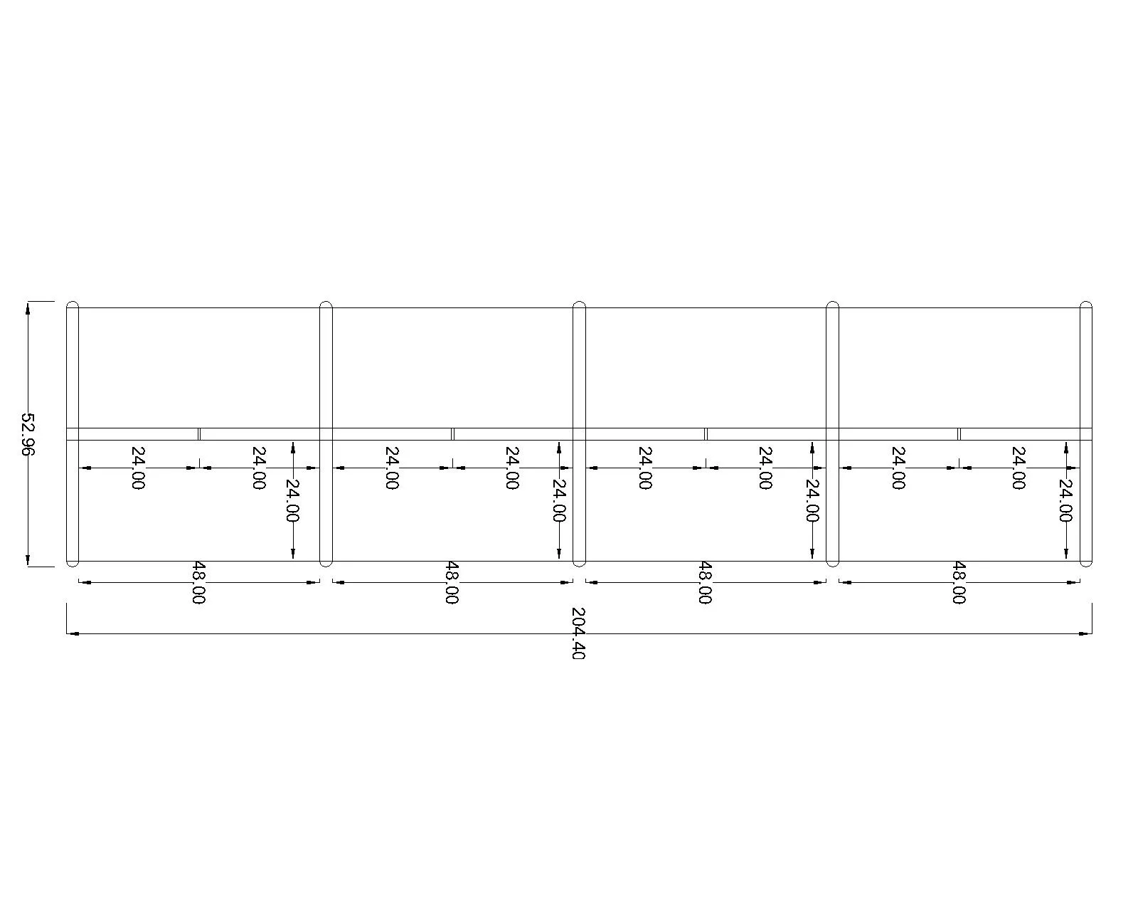 SKU-7000-26 (1) 4x 2 Cubicles-54″ H -8 MAN U Shape Glazed Call Center Workstations-U - 4x Cubicles-54 -8 Shape (view 2)