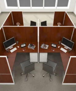 5x5 Cubicles-60″ H- 4 MAN (QUAD) L Shape Fully Laminated Office Workstations-MV - 5x5 Cubicles-60 H- Quad (view 2)
