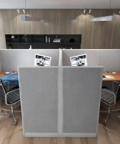 5x5 Cubicles -54″ H- 2 MAN (MIRROR) L Shape Fully Fabric Office Workstations -U - 5x5 Cubicles -54 H-