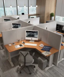 6x6 CUBICLES-54" H- 6 MAN (PACKED) L Shape Fully Fabric Office Workstations-E - 6x6 Cubicles-54 H- Packed