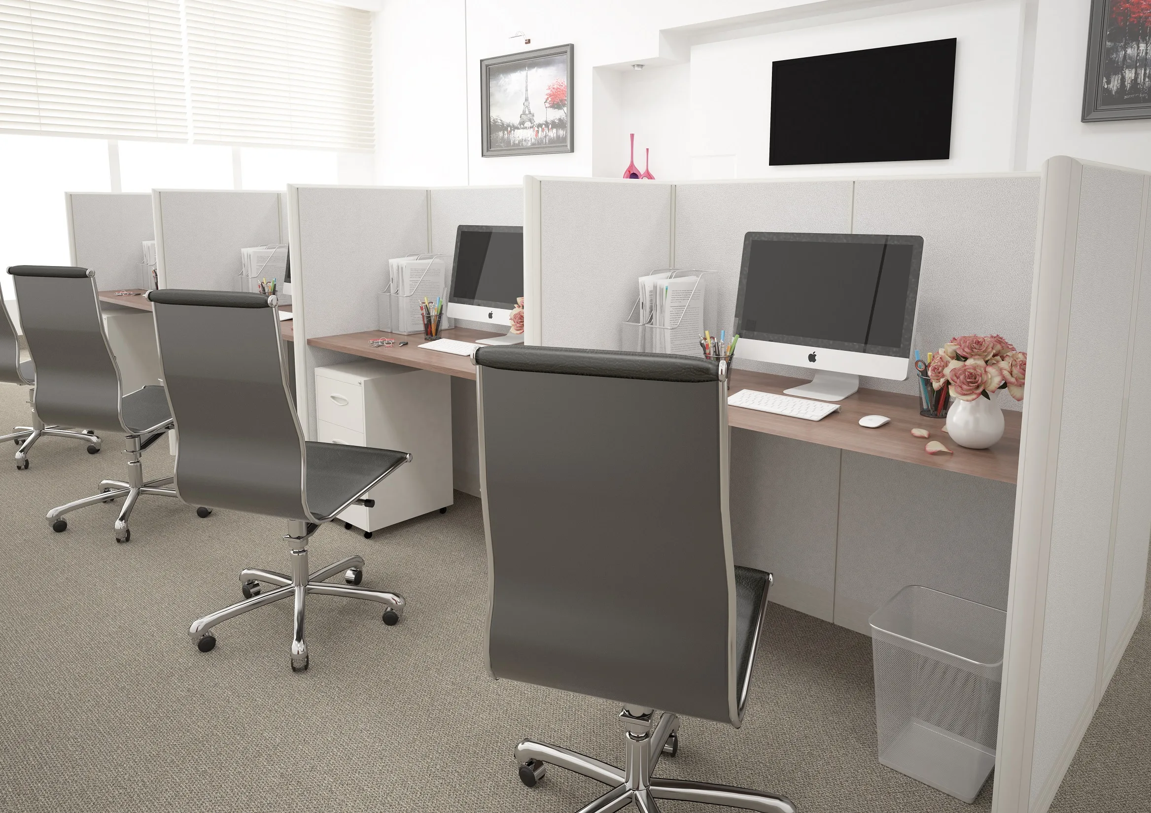 a1 (10) 4x2 Telemarketing Cubicles – Fully Fabric 8-Man Call Center Workstations - 4x2 Telemarketing Cubicles Fully (view 7)