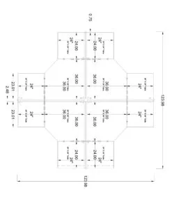 5x5 Cubicles - 54″ H-4 MAN L Shape QUAD Fabric Office Workstations-E - 5x5 Cubicles 54 H-4 (view 2)