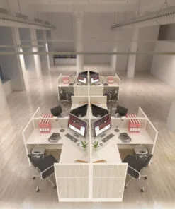 5x5 Cubicles- 51″ H - 4 MAN (QUAD) L Shape Laminated Office Workstations-V - 5x5 Cubicles- 51 Quad