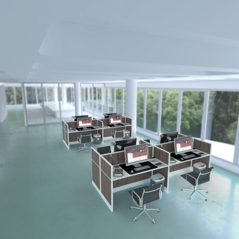 5x2 Cubicles -51″ H- 4 MAN U Shape Laminated Call Center Office Workstations-V - 5x2 Cubicles -51 H-