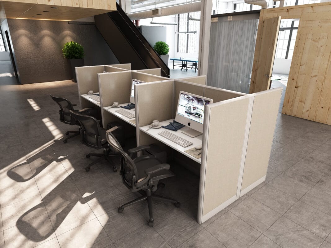 4x2 Cubicles- 54″ H- 6 MAN U Shape Telemarketing Call Center Fully Fabric-U - 4x2 Cubicles- 54 H-