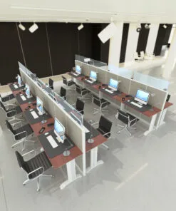 4x2 Eight Man Cubicles- 63" H - 8 MAN Call Center U Shape Fabric & Glass-E - 4x2 Eight Cubicles- 63 (view 5)