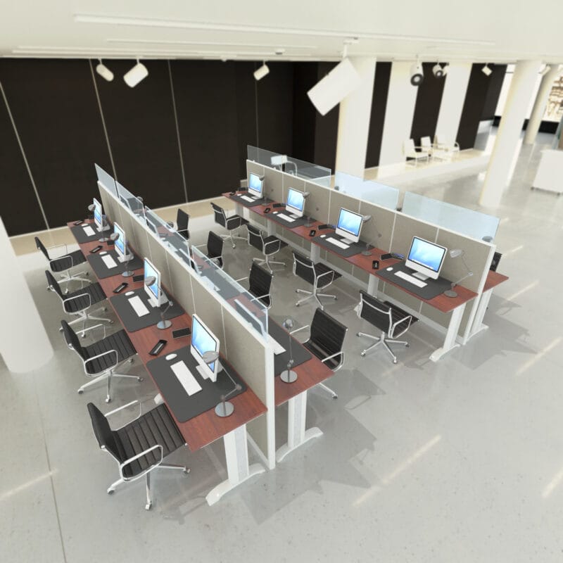 4x2 Eight Man Cubicles- 63" H - 8 MAN Call Center U Shape Fabric & Glass-E - 4x2 Eight Cubicles- 63 (view 5)