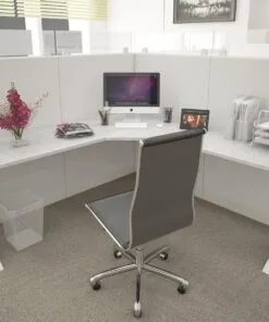 5x5 Cubicles- 66″ H- One MAN/PERSON L Shape Fabric & Glass Office Workstations-E - 5x5 Cubicles- 66 H-