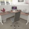 5x5 Cubicles- 66″ H- One MAN/PERSON L Shape Fabric & Glass Office Workstations-E - 5x5 Cubicles- 66 H- (view 4)