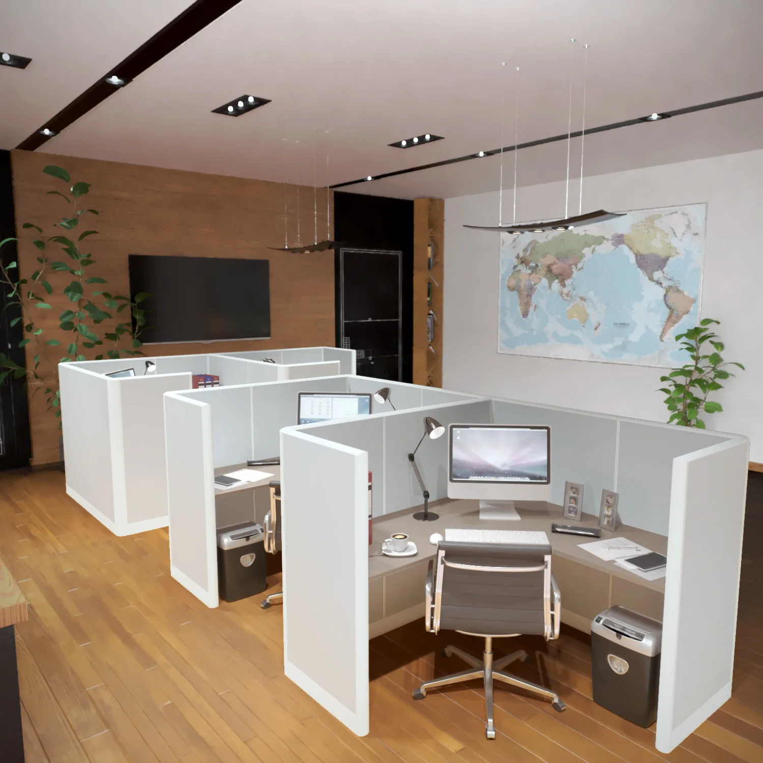 6x6 Cubicles-54″ H- 2 MAN (DOUBLE) Fully Fabric L Shape Workstations -U - 6x6 Cubicles-54 H- Double