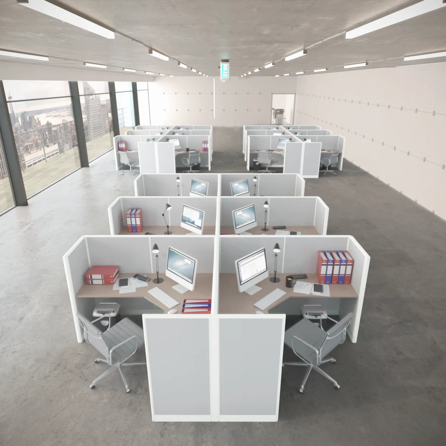 6X6C54H6ManLShapeFullFabWorkU 6x6 Cubicles- 54″H-6 MAN (PACKED) L Shape Fully Fabric Office Cubicle -U - 6x6 Cubicles- 54 H-6