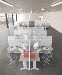 6x6 Cubicles -66″H- 6 MAN/PERSON (PACKED) L Shape Fabric & Glass Cubicles-E - 6x6 Cubicles -66 H-