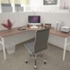 5x5 Cubicle - 63″ H- 1 MAN/PERSON L SHAPE FABRIC & Glass Office Workstations-E - 5x5 Cubicle 63 H- (view 7)